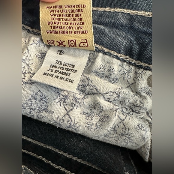 BIG STAR Long Kayla Straight Leg Denim Jeans Embellished Dark Wash Mid Rise - Picture 10 of 10